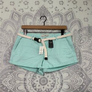 Nwt $50 Abercrombie & Fitch Y2K 90s Khaki Prep Casual Shorts Belt Malibu Blue 8